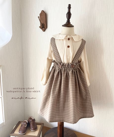 salopette A line skirt《antique plaid purple moca》