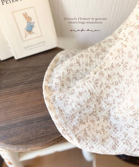 french flower w gauze shirring onepiece