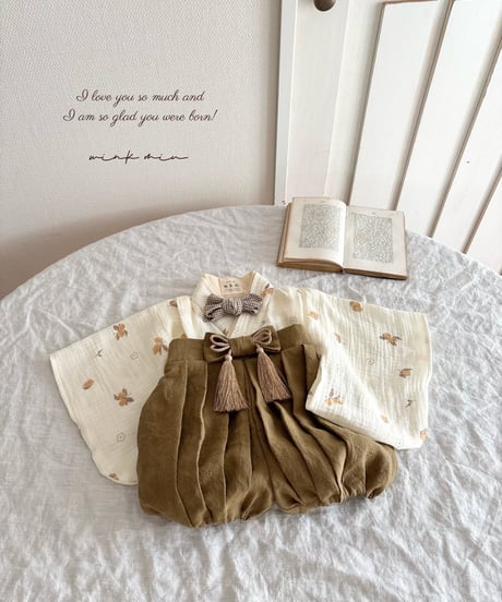 retro baby hakama waist ribbon《retro lemon×mustard》