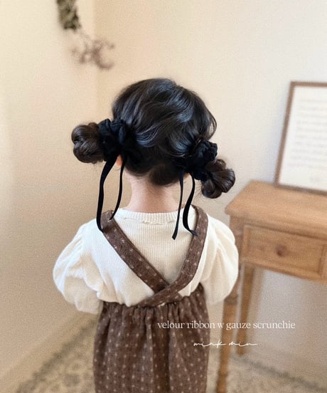 velour ribbon w gauze scrunchie