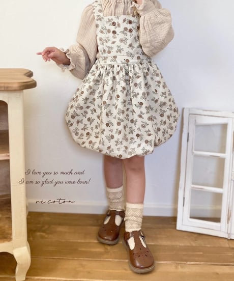 balloon apron onepiece《corduroy retro flower》
