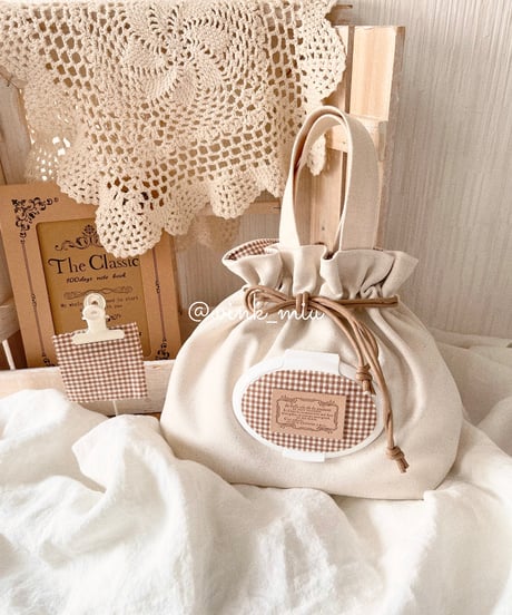 baby's napkin pouch (canvas & french gingham)