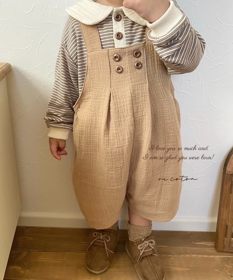 salopette half pants《pumpkin beige》