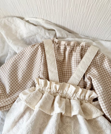 frill waist balloon pumpkin salopette《cotton lace flower》