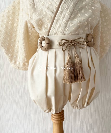 retro baby hakama waist flower 《organdy flower×natural white》