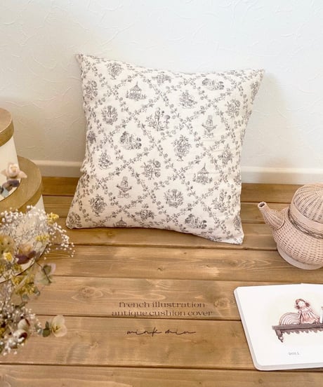 【即納ラスト１点】 french illustration antique cushion cover
