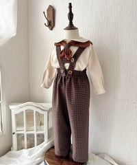 strap design long salopette《chocolate plaid》