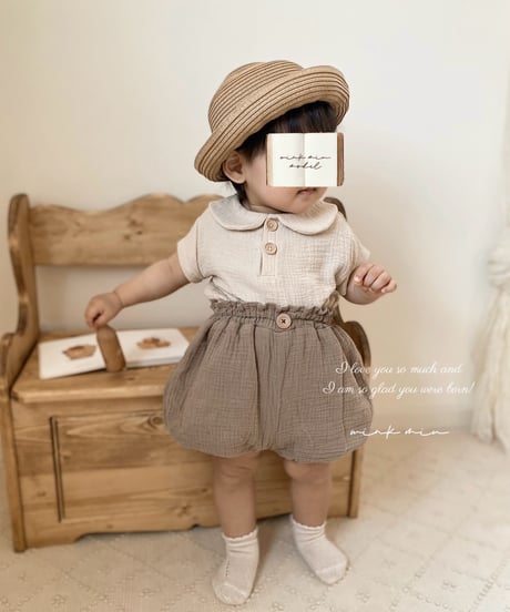 round collar w gauze tops 《beige/short sleeve》