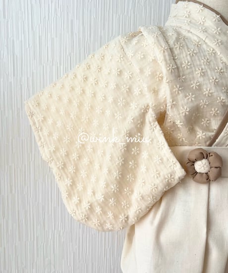 retro baby hakama waist flower 《organdy flower×natural white》