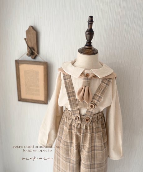 strap design long salopette(retro plaid)
