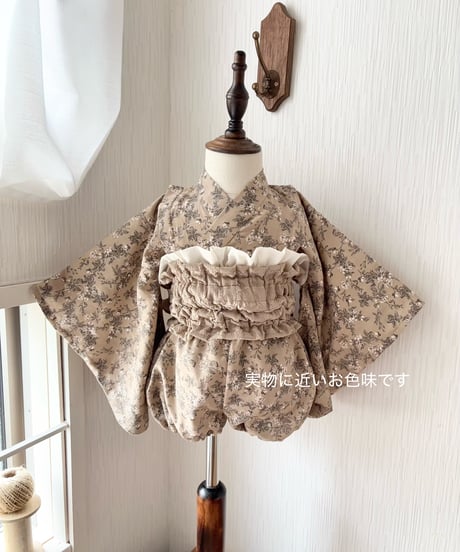 retro kids yukata (pumpkin pants/sick rose)