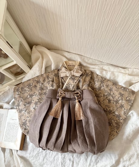 retro baby hakama waist ribbon《sick flower×purple moca》