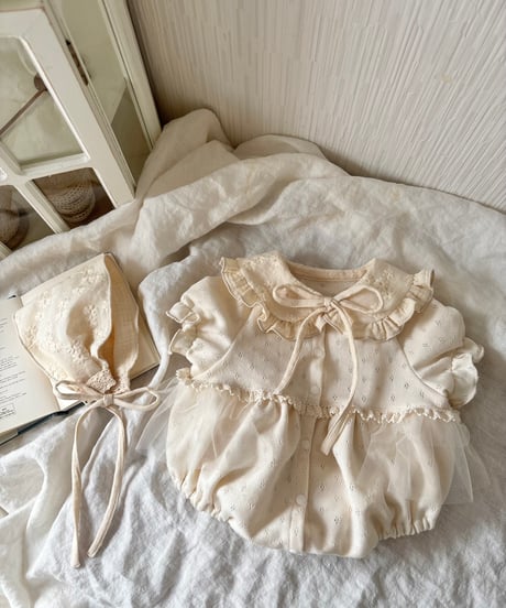 ceremony openwork mesh tulle frill pumpkin rompers