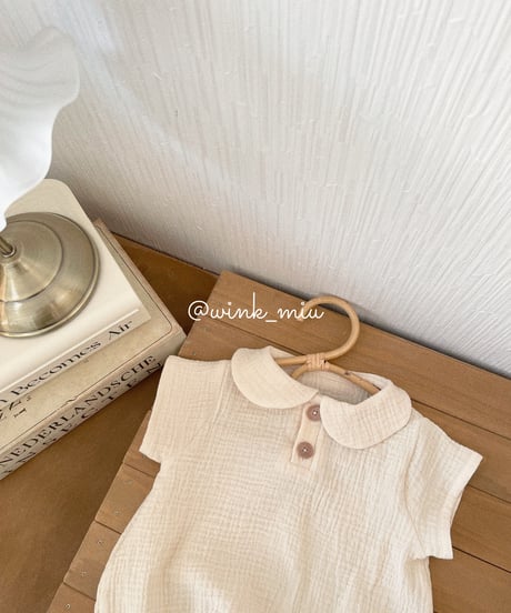 round collar w gauze rompers (short sleeve)