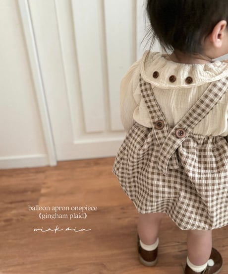 balloon apron onepiece《gingham plaid》