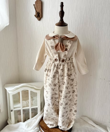 strap design long salopette《antique flower》