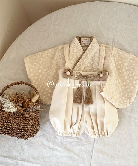retro baby hakama waist flower 《organdy flower×natural white》