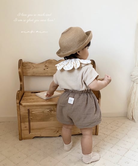 round collar w gauze tops 《beige/short sleeve》