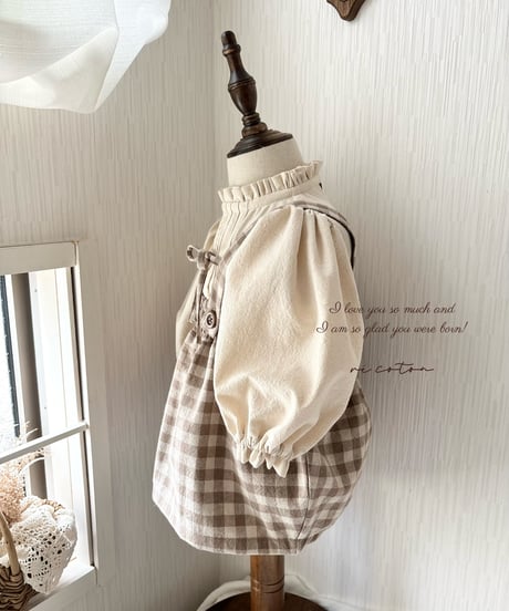 retro frill neck tak volume sleeve blouse