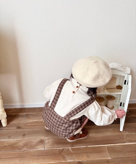 front ribbon jumper skirt《chocolate block plaid》