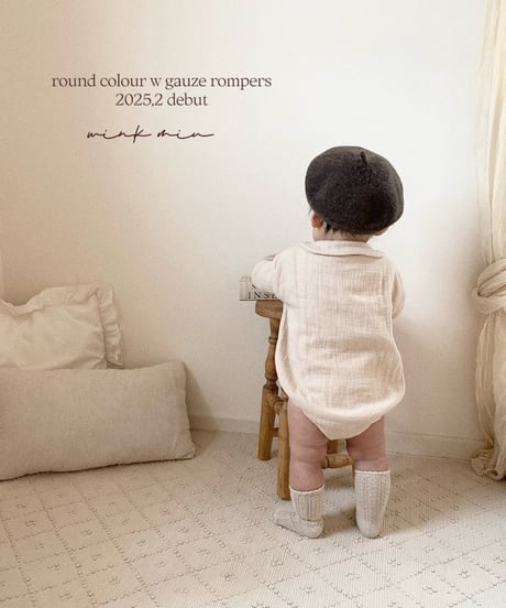 round collar w gauze rompers (long sleeve)