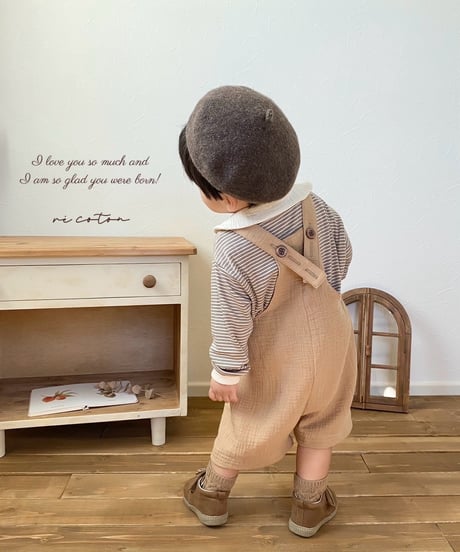 salopette half pants《pumpkin beige》