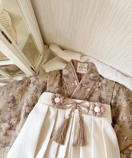 retro baby hakama waist flower 《antique rose×natural white》