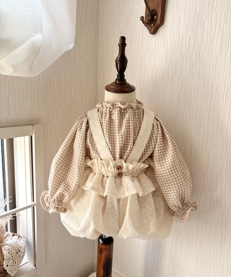 frill waist balloon pumpkin salopette《cotton lace flower》