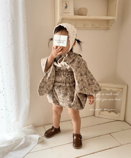 retro kids yukata (pumpkin pants/sick rose)