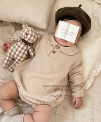 round collar w gauze rompers (long sleeve)