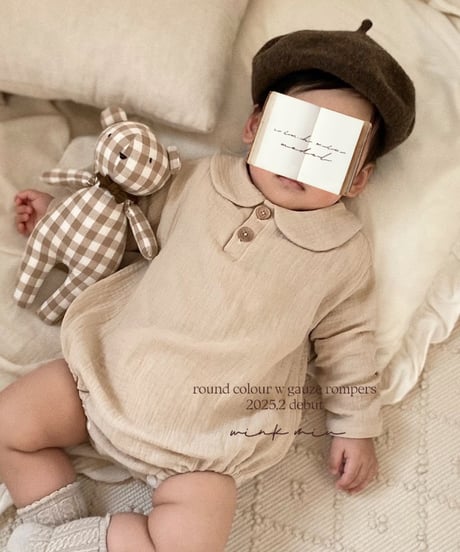 round collar w gauze rompers (long sleeve)