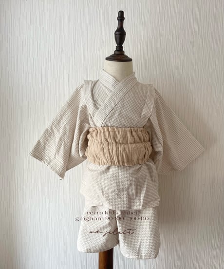 retro kids jinbei (gingham)
