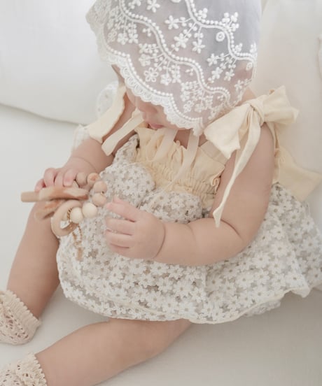 cream daisy tulle rompers dress