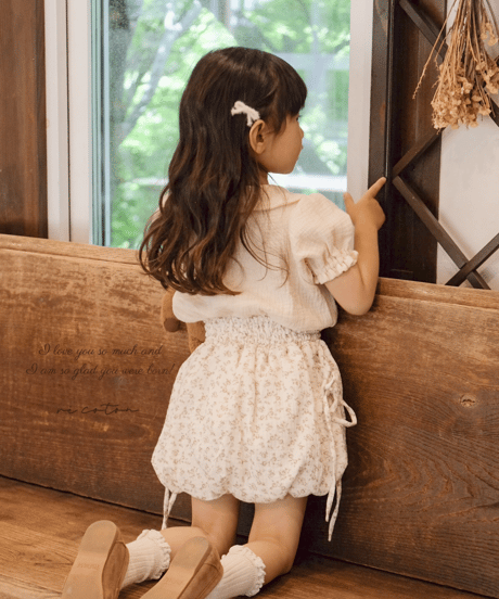 side lace up balloon skirt《french flower》