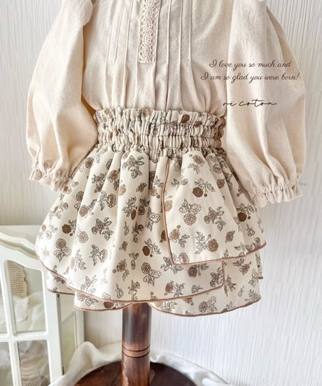 layered frill culotte《corduroy retro flower》