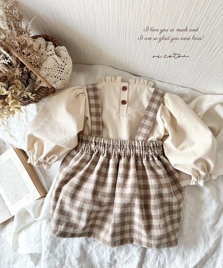 strap ribbon cocoon salopette skirt《gingham plaid》