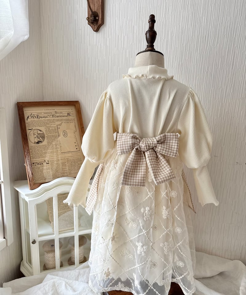 ワンピース organdie balloon ribbon one-piece organdie balloon ribbon one-piece