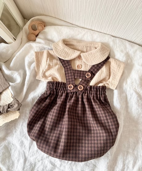 strap design pumpkin salopette《chocolate plaid》