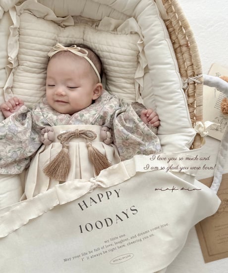 retro baby hakama waist flower 《retro tulip×natural white》