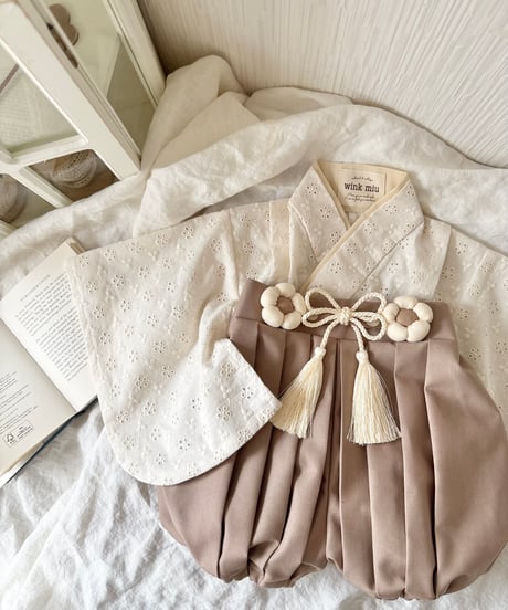 retro baby hakama waist flower《cotton flower×biscuit moca》