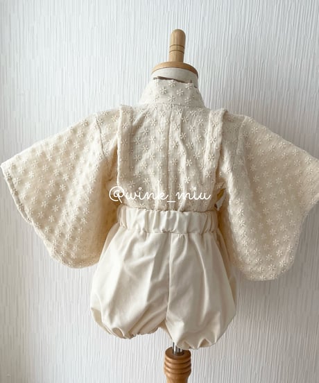 retro baby hakama waist flower 《organdy flower×natural white》