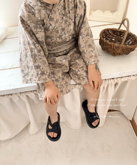 retro kids yukata (half pants/sick rose)