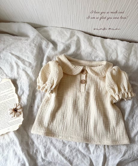 round collar volume sleeve w gauze blouse《milk/short sleeve》