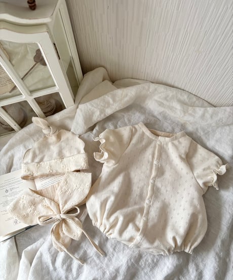 ceremony openwork mesh rompers