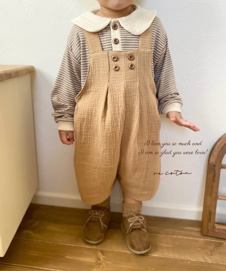 salopette half pants《pumpkin beige》