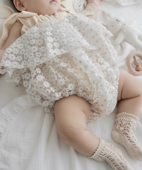 cream daisy tulle rompers dress
