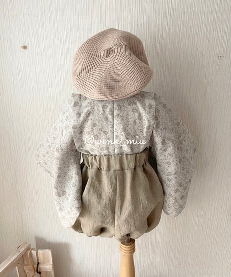 retro baby hakama waist ribbon《shabby flower×beige》