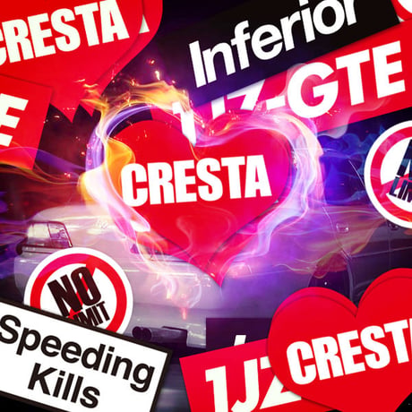 CRESTA HEART RED STICKER - クレスタ ハート レッド ステッカー / TOYOTA 豊田 トヨタ JZX100 JZX90 1JZ JDM ドリフト