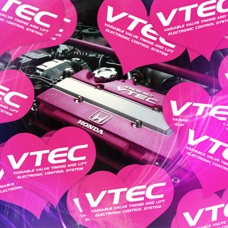 VTEC HEART PINK STICKER - ブイテック ハート ピンク ステッカー / HONDA CIVIC ホンダ シビック JDM