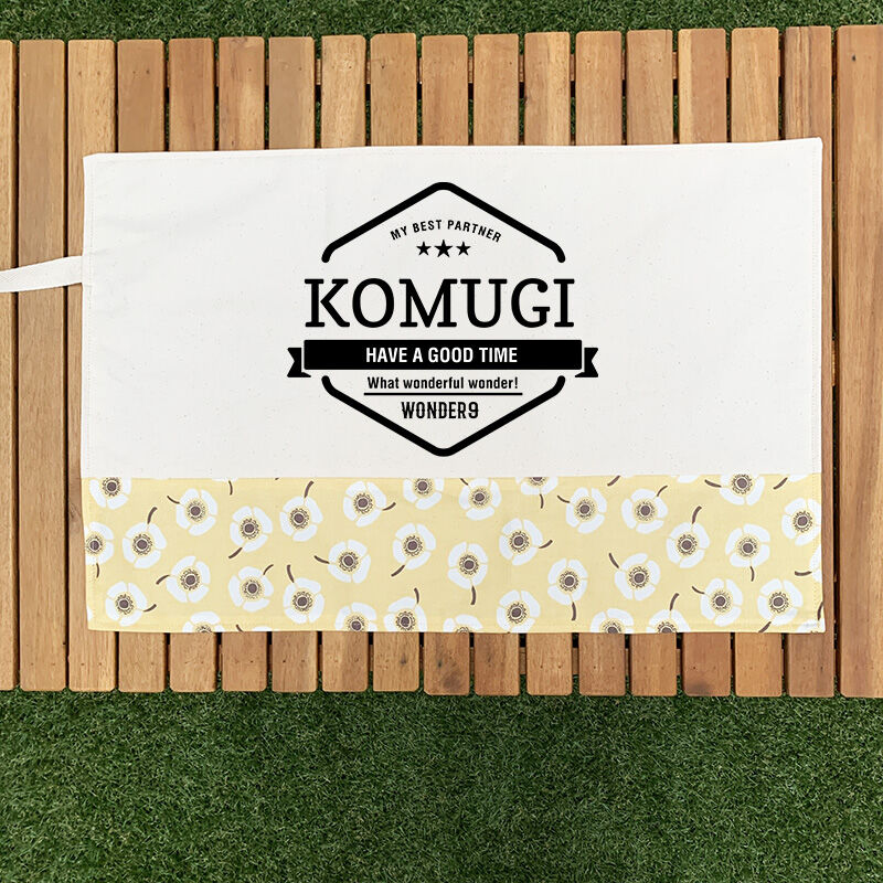 ꕤカフェマット準備中ꕤ リーフプリントキルティングカフェマット【名入れ刺繍対応